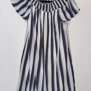 🎉Aqua Black and White Striped Dress